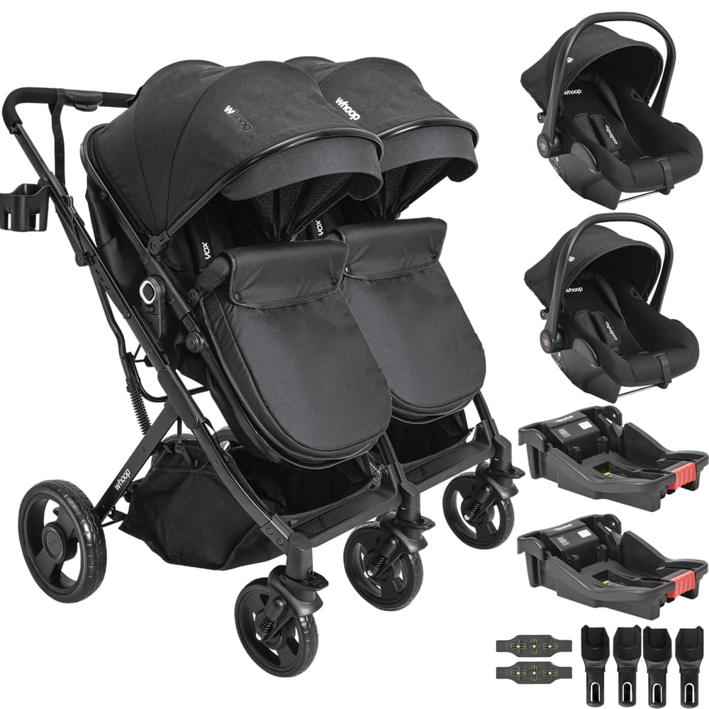 Carrinho Kiddo para Gemeos 2 Bebe Conforto Colinho 2 Base Vox Preto