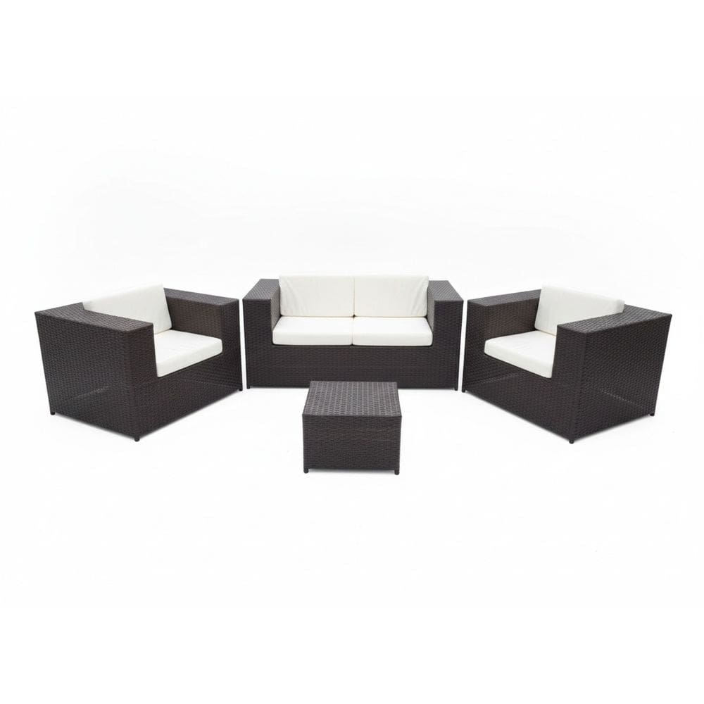 Conjunto Sofá e Poltronas Quadrado fibra sintética Jardim Varanda