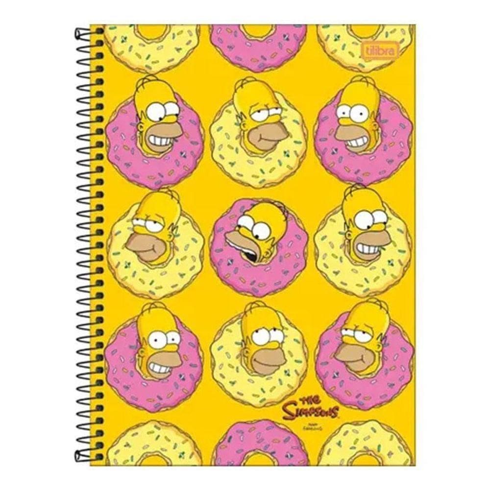 Caderno Espiral Universitário Simpsons Donuts Homer 16 Matérias - Tilibra