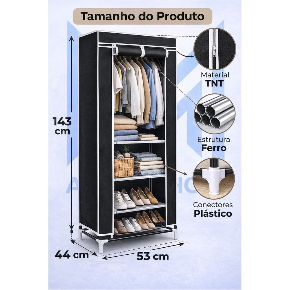 Guarda Roupa Portatil Organizador Dobravel Roupas Tenis Espaçoso