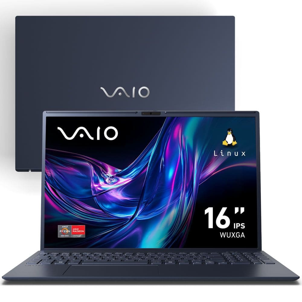 Notebook VAIO FE16 AMD® Ryzen 7-5825U Linux 24GB RAM 512GB SSD 16” IPS WUXGA Antirreflexo - Cinza Grafite