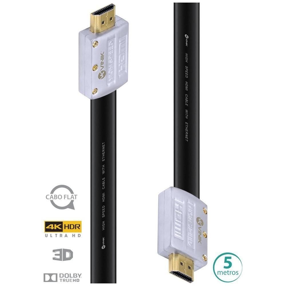 Cabo Hdmi 2.0 4k Ultra Hd 3d Conexão Ethernet Flat Com...
