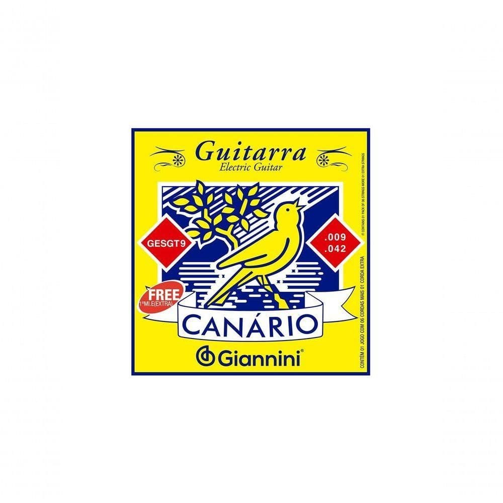Encordoamento Para Guitarra Canario Tensao Media .009 -