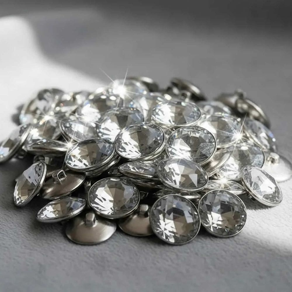 20 Unidades Botão Cristal Strass 22mm Capitonê Para Estofado Prata Botões Tipo Diamantes