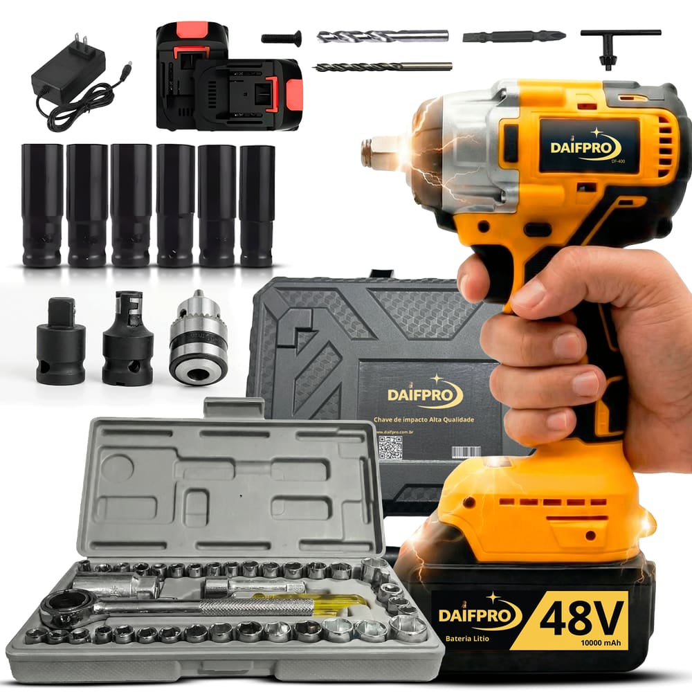Parafusadeira Chave De Impacto Daifpro Conjunto Chave 40pc