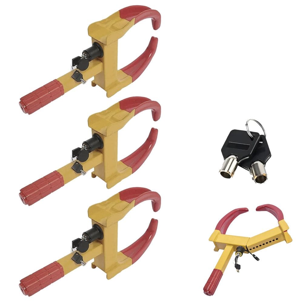 Trava de Pneu Universal Kit 3 Uni Bloqueador De Roda Carro Moto Antifurto Seguranca Roubo Reboque Veiculo Auto