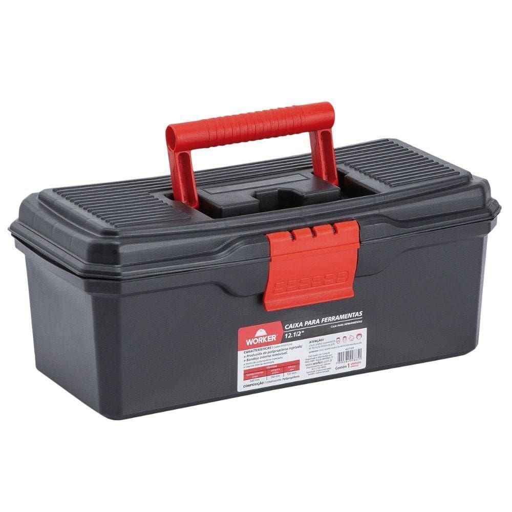 Caixa Plástica Para Ferramentas 12,5`` Com Bandeja Worker