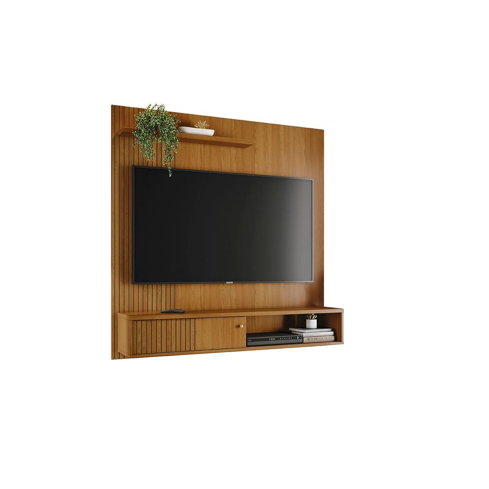Painel para TV Aurora com Bancada Suspensa e Porta Basculante 160,5 cm Cumaru Liberty Móveis
