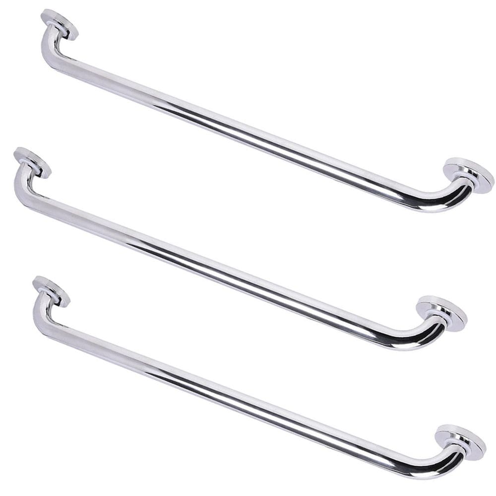 Barra Alça De Apoio 80cm Kit 3 Uni Banheiro Box Varanda Escada Corrimao Varanda Suporte Antiqueda PCD Segurança