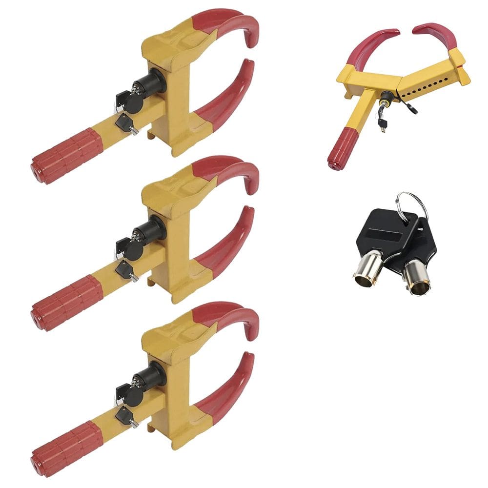 Trava de Pneu Universal Kit 3 Uni Bloqueador De Roda Carro Moto Antifurto Seguranca Roubo Reboque Auto Veiculo