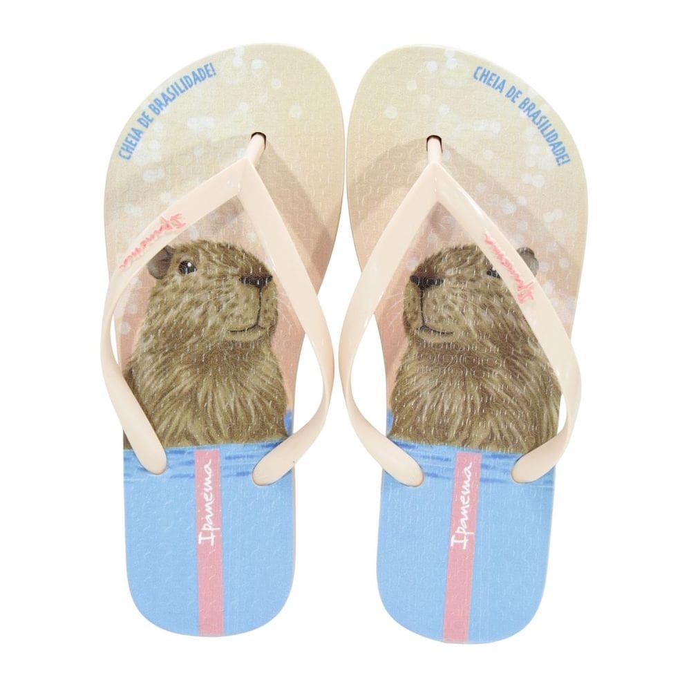 Chinelo Ipanema Pets Pop Bege/Rosa/Azul