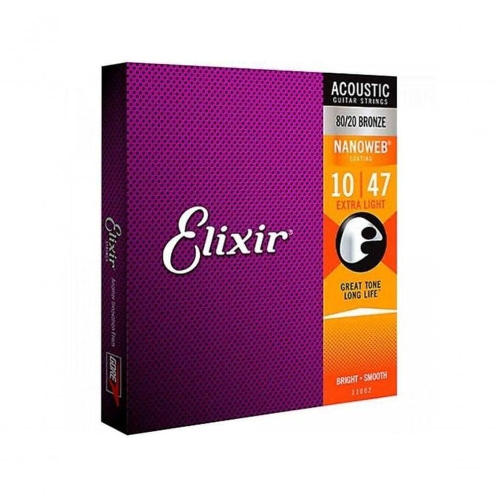 Encordoamento Para Violão .010 Extra Light Bronze Nanoweb 11002 Elixir
