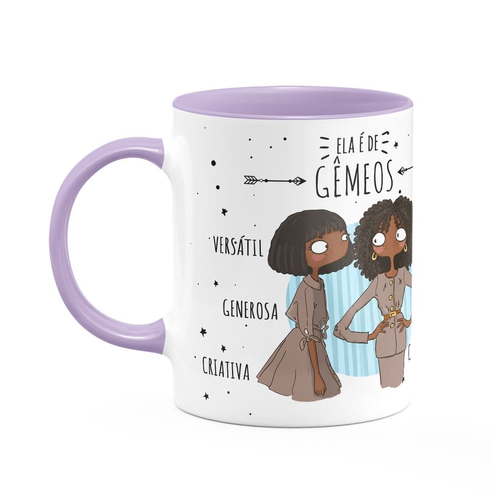 Caneca Signos Cartoon - Ela é de Gêmeos - B-lilac - M2