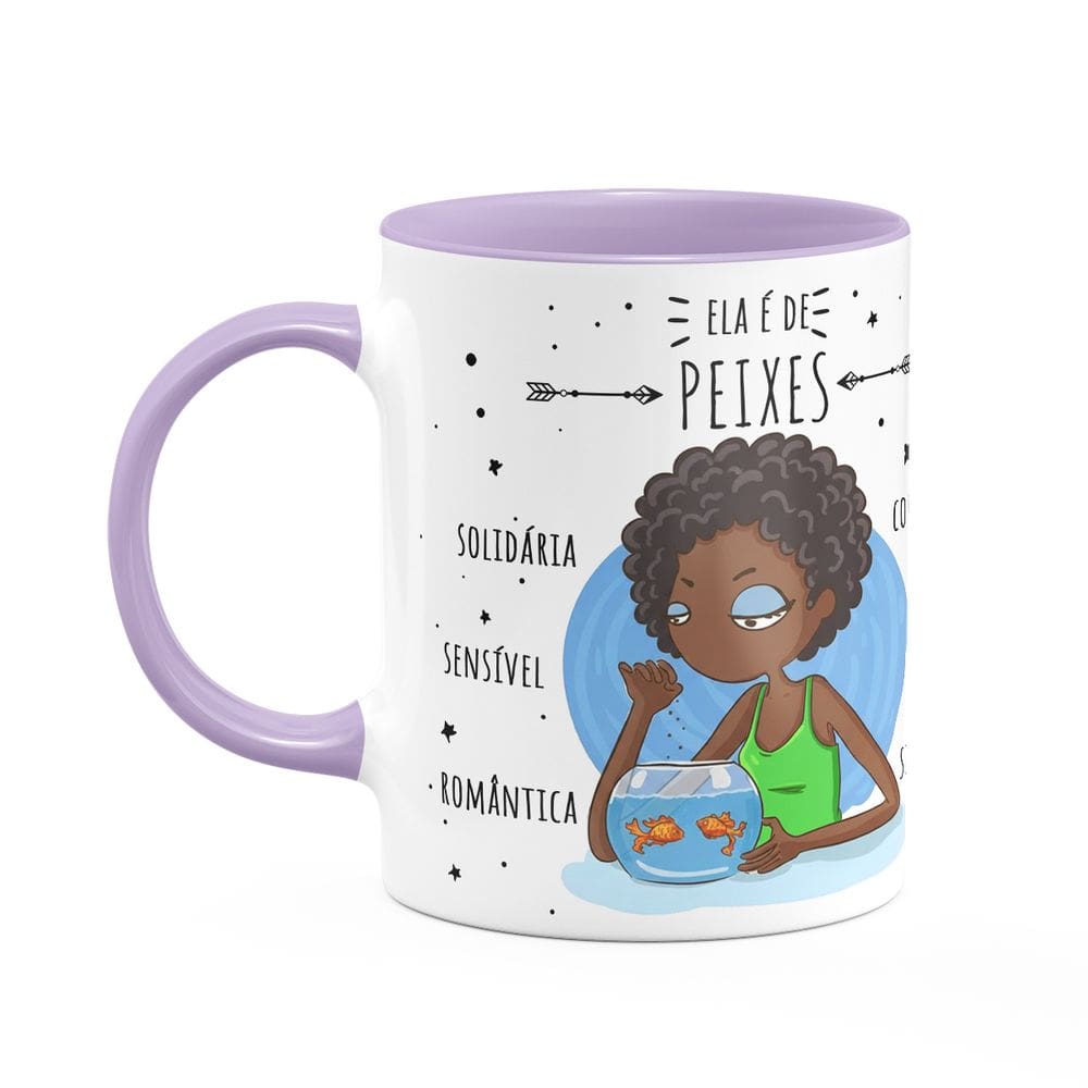 Caneca Signos Cartoon - Ela é de Peixes - B-lilac - M2