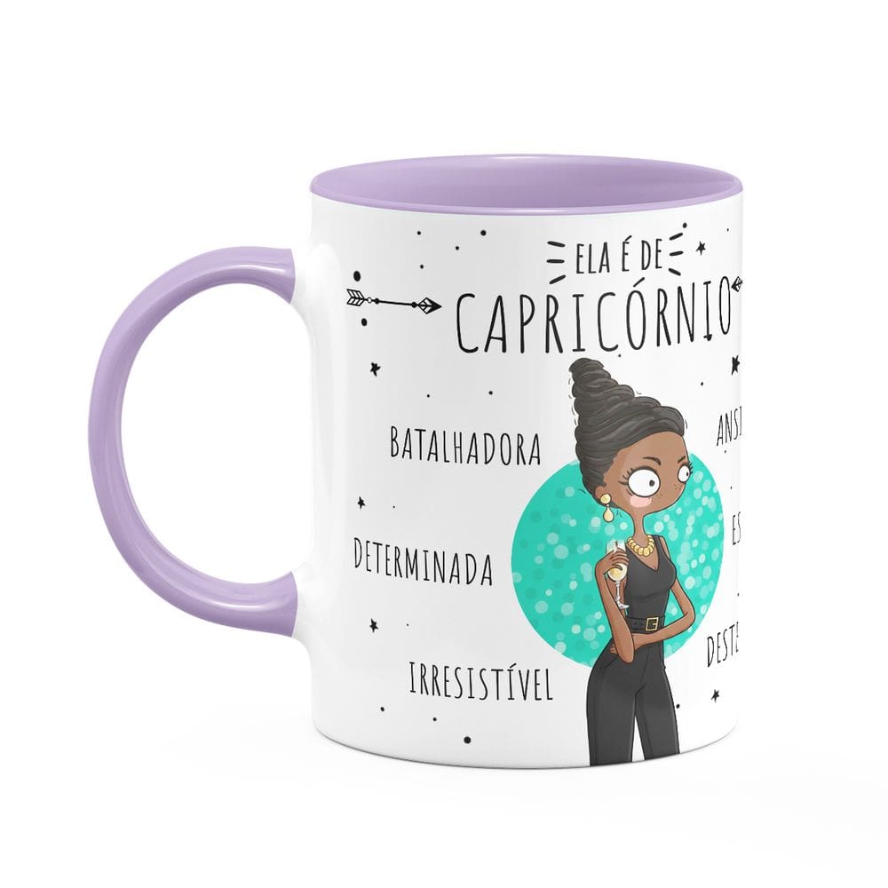 Caneca Signos Cartoon - Ela é de Capricórnio - B-lilac - M2