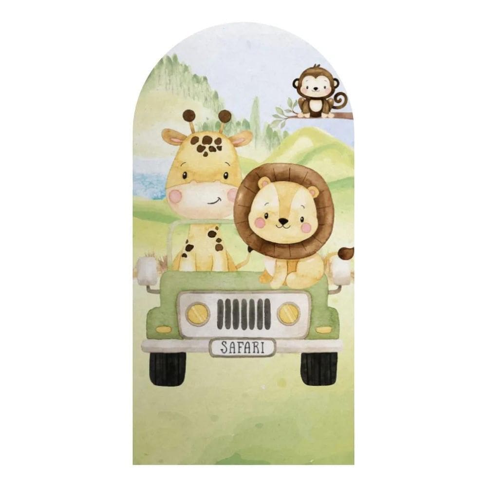 Painel Romano Sublimado 2X1M: Festa Incríve Safari Ref0571Le