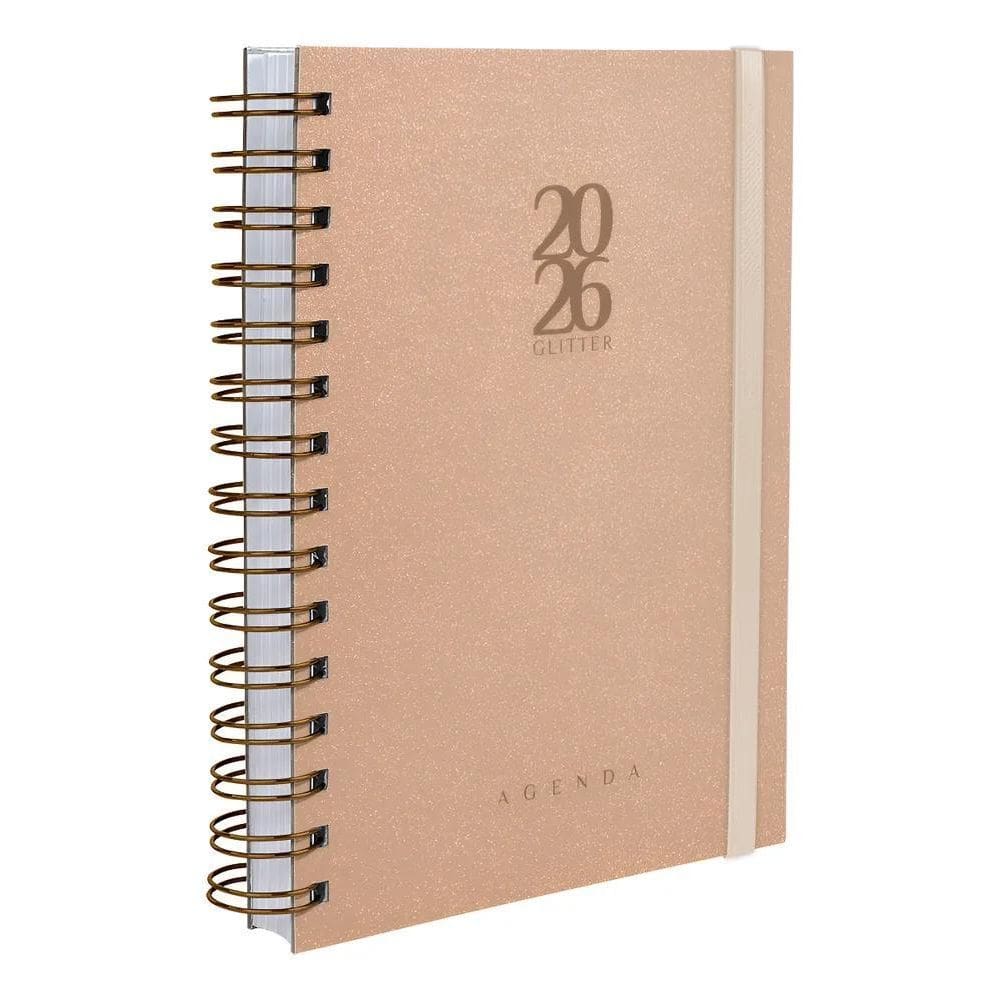 Agenda 2026 Glitter Nude Capa Dura - Não Solta
