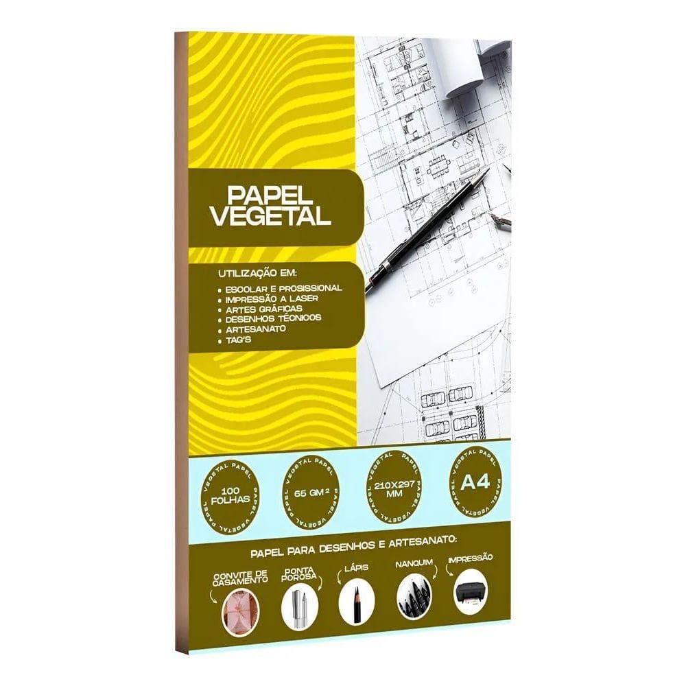 Papel Vegetal A4 65G: 100 Folhas Translúcidas