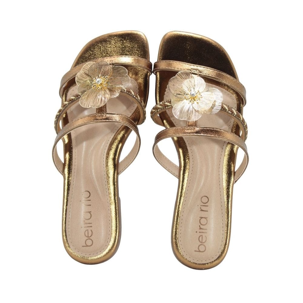 Tamanco Rasteira Beira Rio Bronze