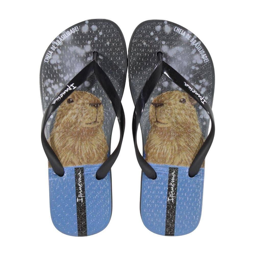 Chinelo Ipanema Pets Pop Preto/Azul/Marrom