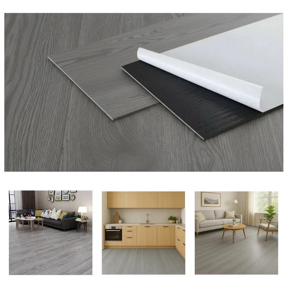 Piso Vinílico Madeira Clara Autocolante Nogueira Grafite