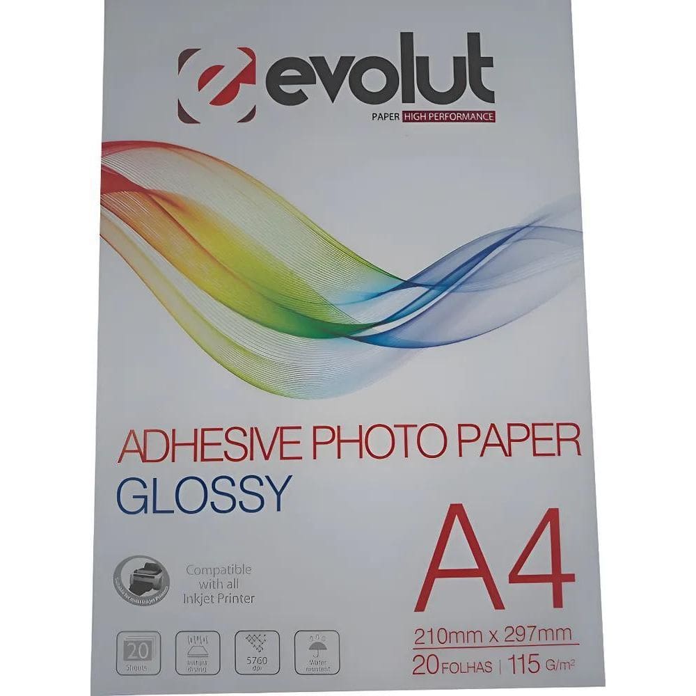 Papel Fotográfico A4 Glossy Adesivo 115G Brilho Intenso