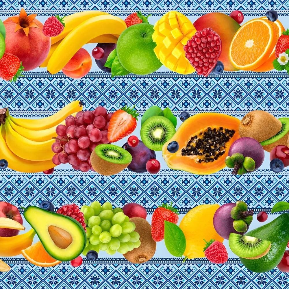 Barrado Tricoline 100% Algodão Pano De Frutas Tropicais