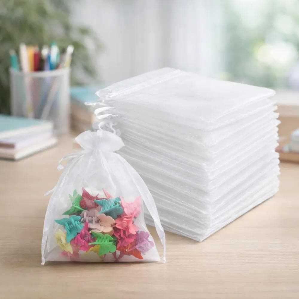 100 Saquinhos Organza 9X12 Branco: Lembrancinhas Elegantes