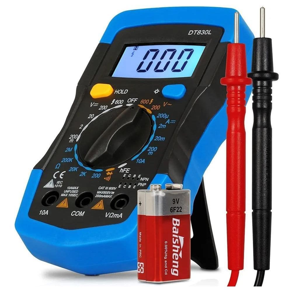 Multímetro Digital Com Suporte + Bateria