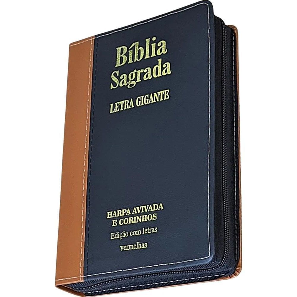 Bíblia Letra Gigante Capa Luxo Marrom Com Harpa