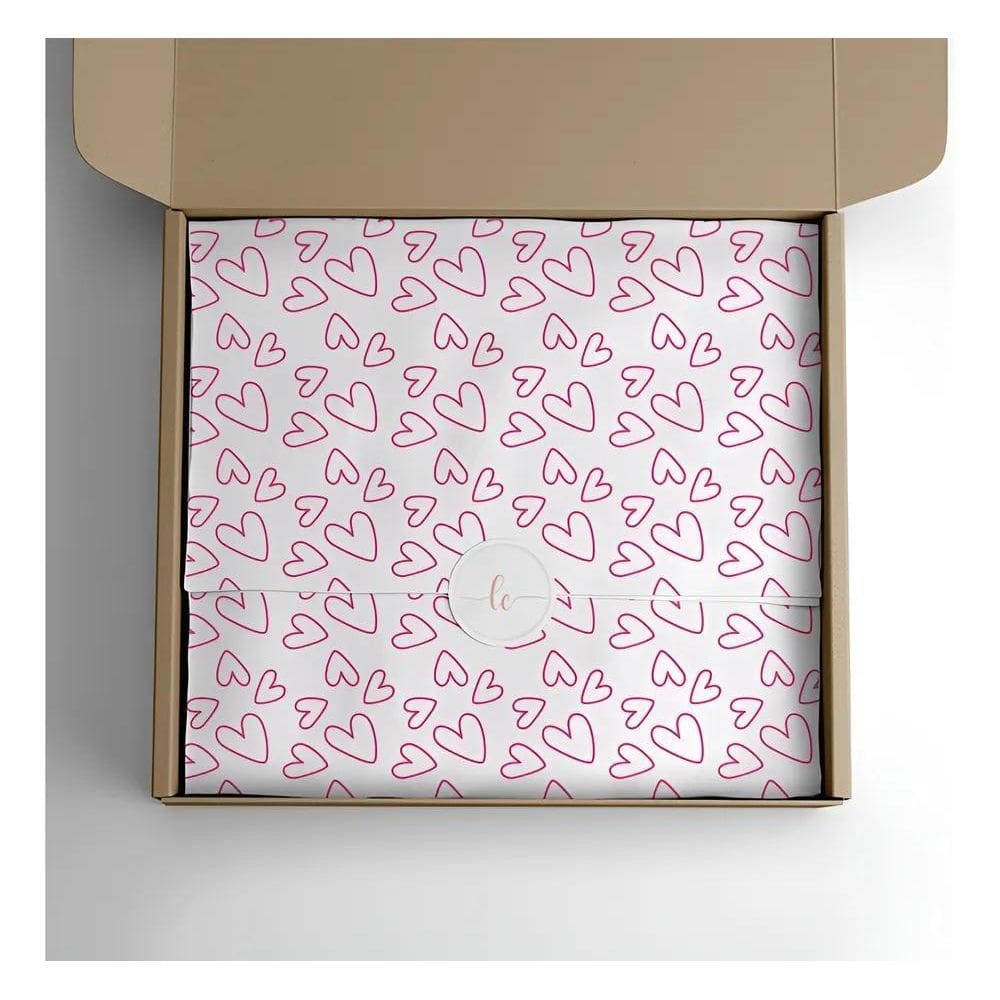 200 Folhas Papel Seda Rosa Coração 30X70Cm Premium
