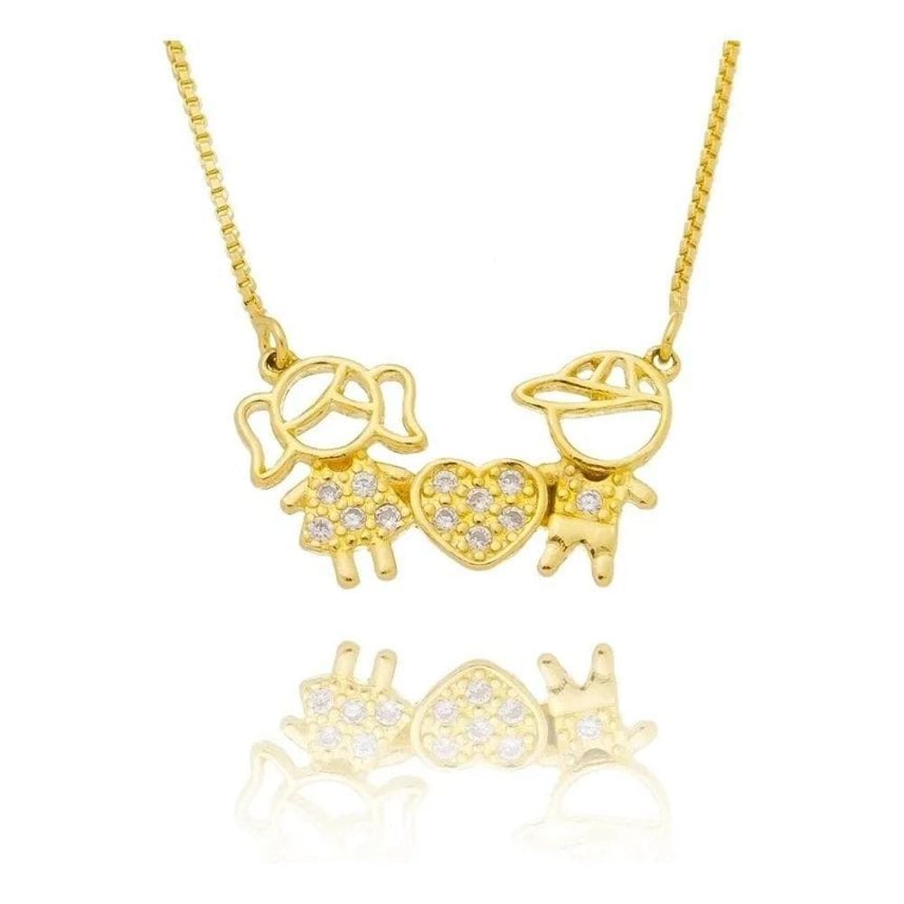 Colar Casal Menino Menina Ouro 18K Antialérgico Presente