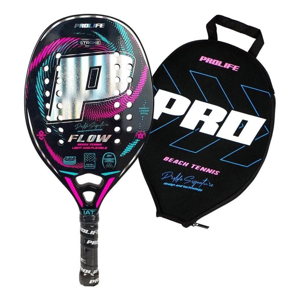 Raquete Beach Tennis Carbono 3K Prolife Holográ Ciano