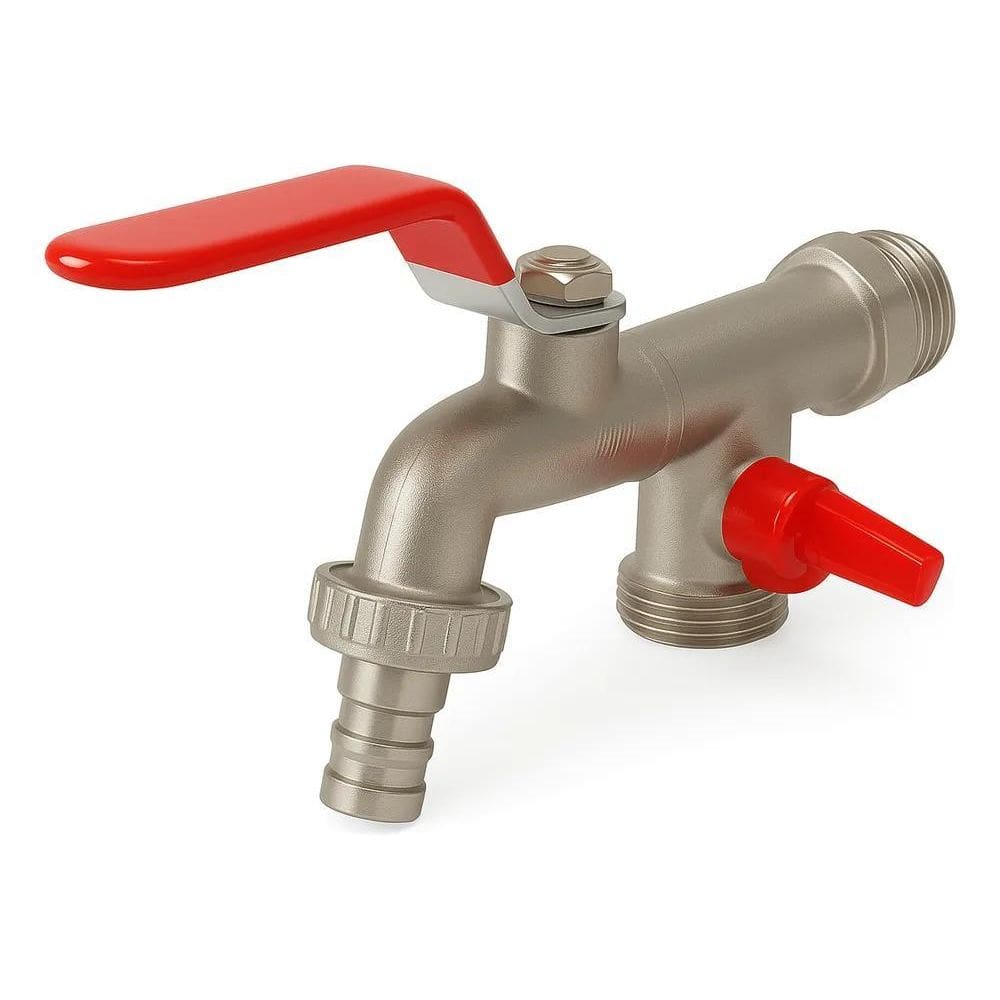 2X Torneira Registro Inox Dupla Saída 3/4 Maquina Lavar Tanq