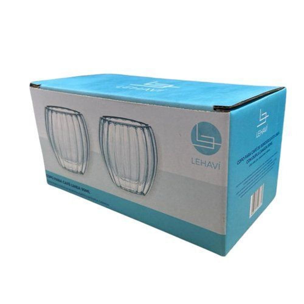 Conjunto 2 Copos Café Borossilicato 90ml Parede Dupla Térmico