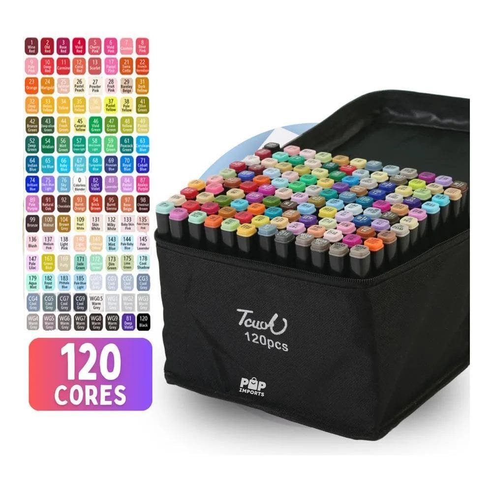 Kit 120 Cores Canetas Ponta Dupla: Arte