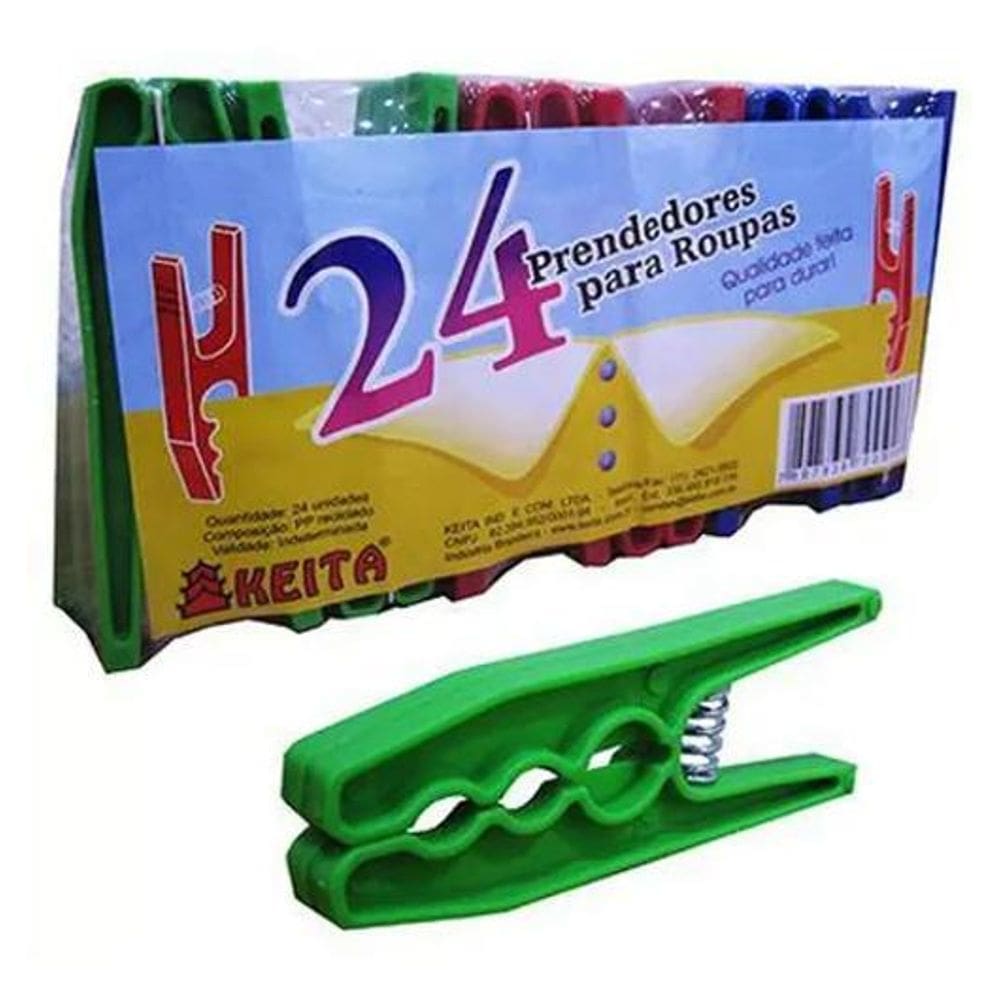 2X 24 Prendedores De Roupa Plástico Pregador Keita Grande E