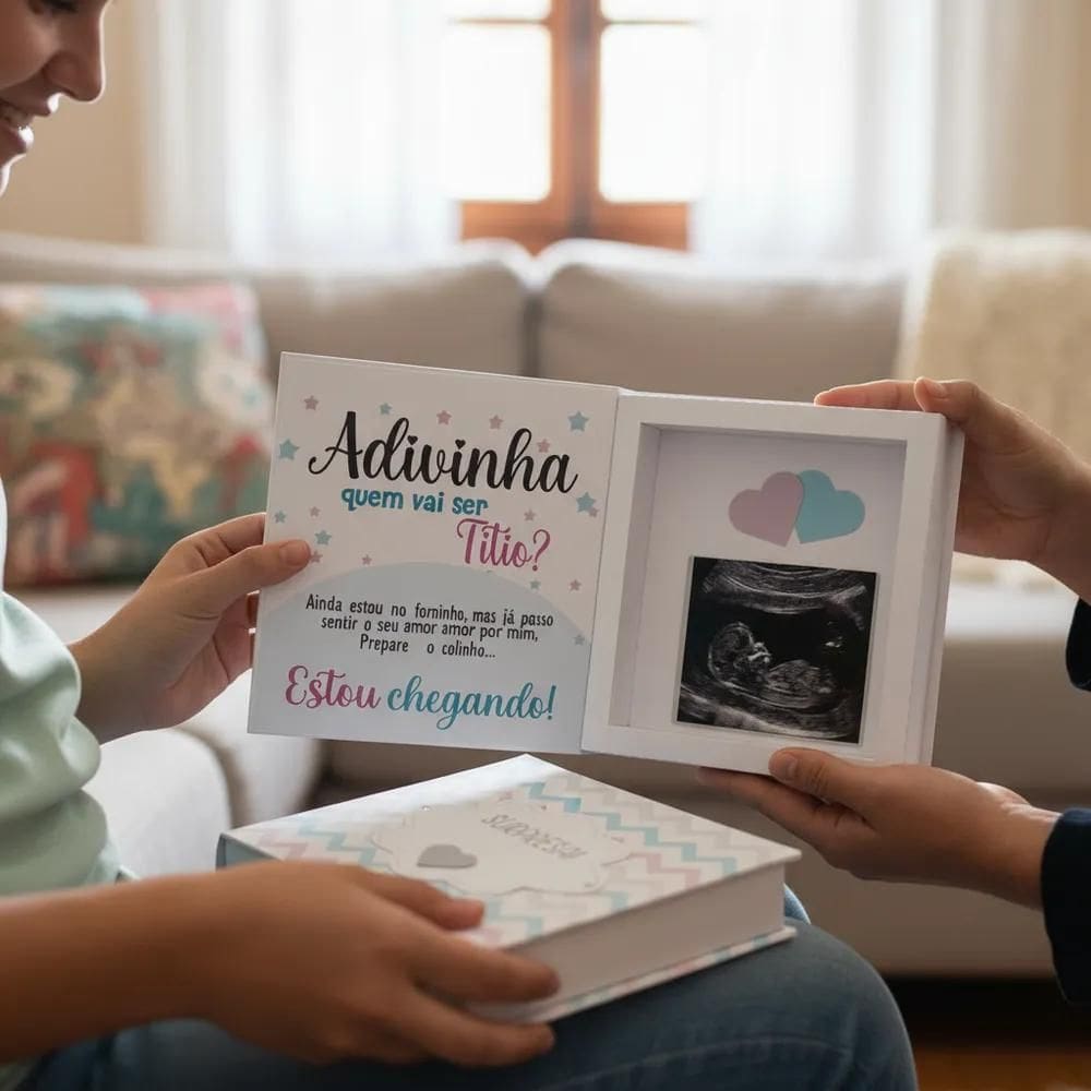Caixa Revelação Gravidez Família Presente Emocion Titio