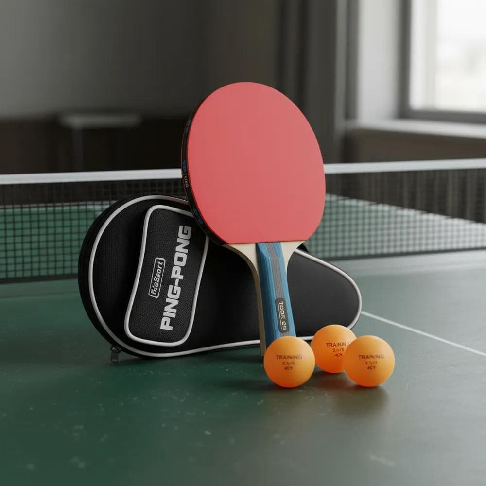 Raquete Tênis De Mesa Anatômica Com Bolas E Bag