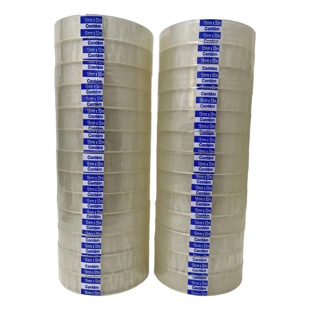 Kit 26 Rolos Fita Durex Transparente 18Mmx50M - Lacra Fácil
