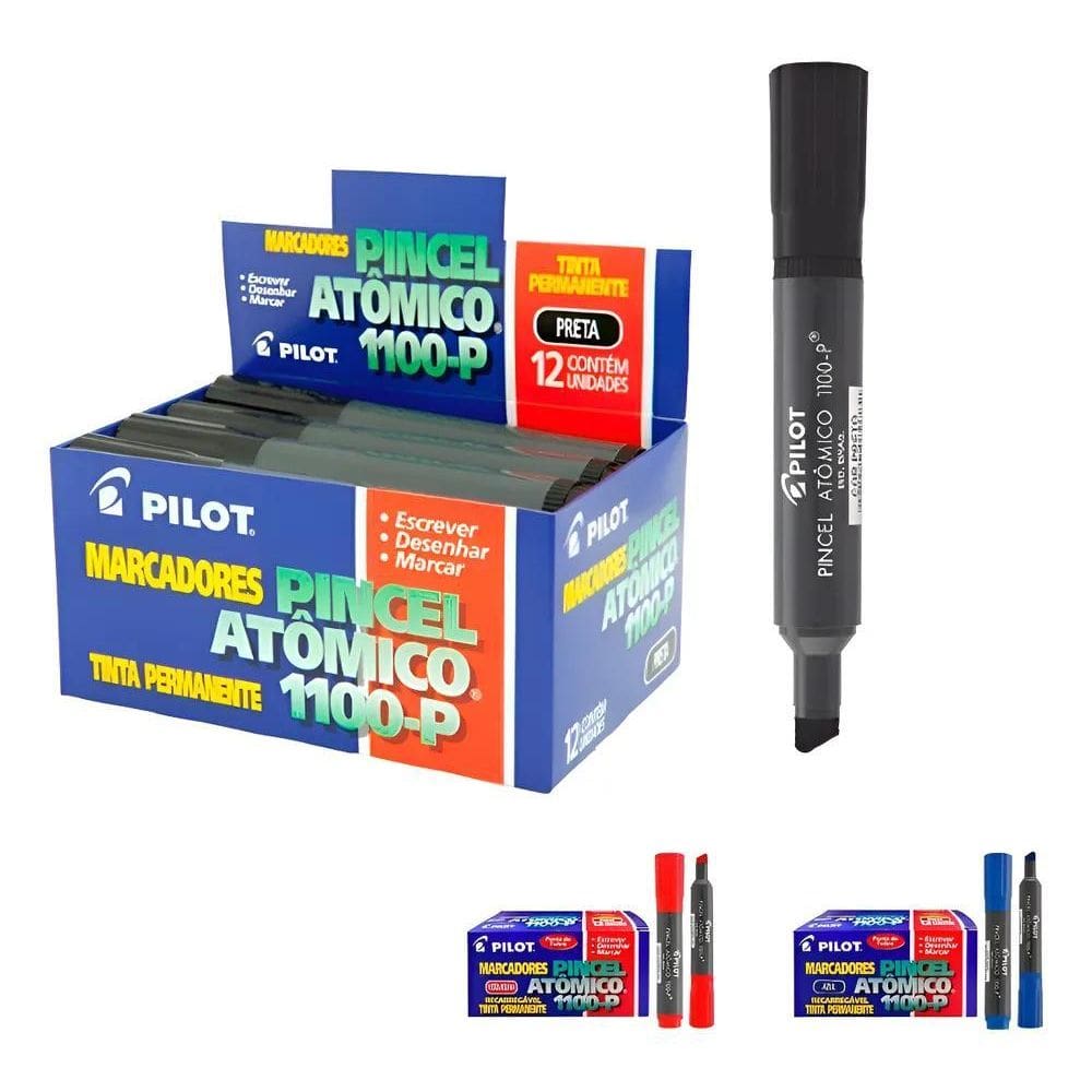 Pincel Marcador Permanente Pilot 1100-P 12Und - Vers Preto
