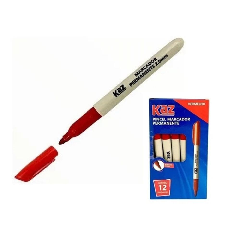 Pincel Marcador Permanente Vermelha 2.0mm Caixa com 12 - KAZ