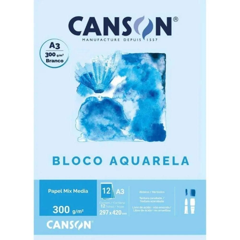 Canson Aquarela A3 300G Lisa: Precisão E Cor Pura