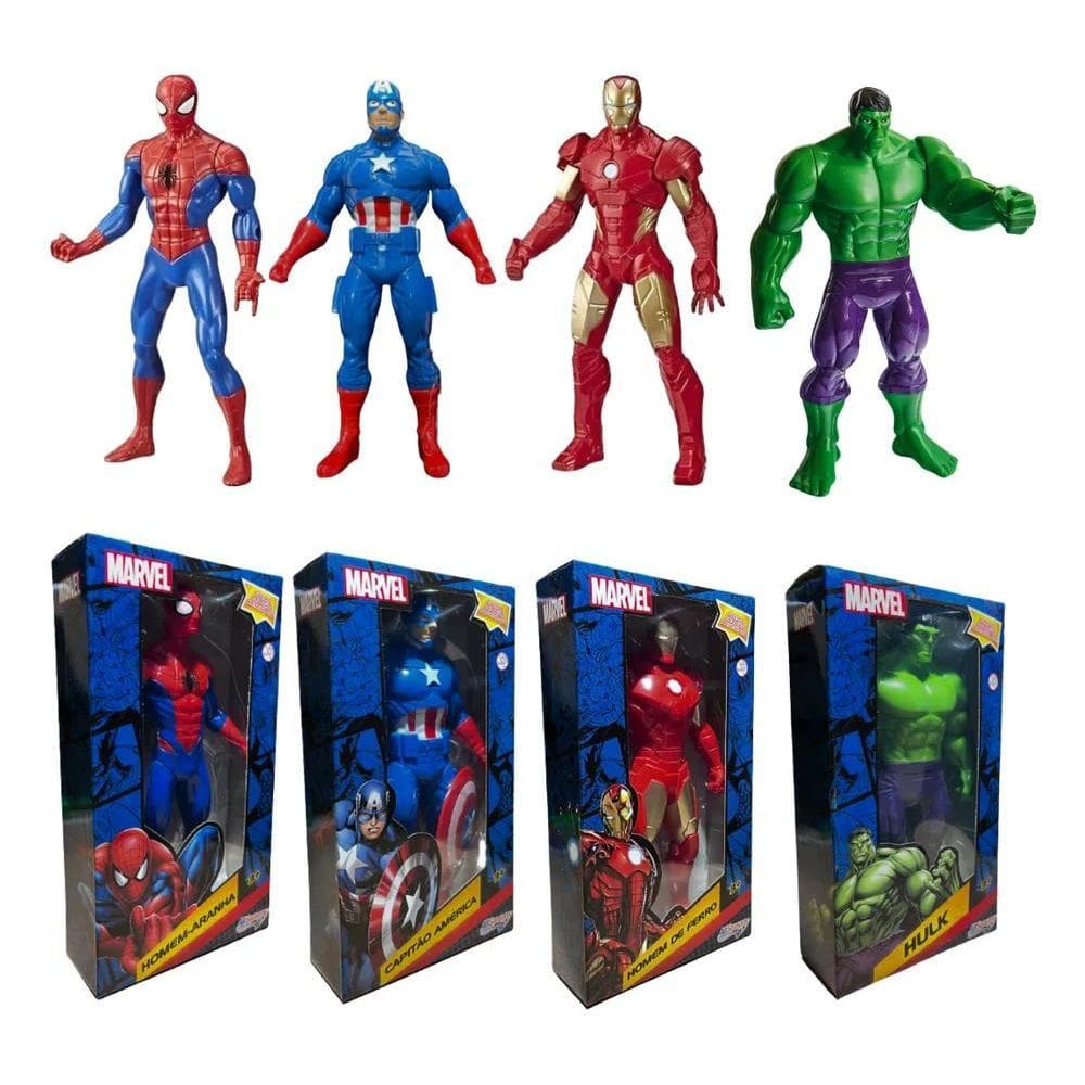 Kit 4 Bonecos Vingadores Marvel - Aventura Garantida