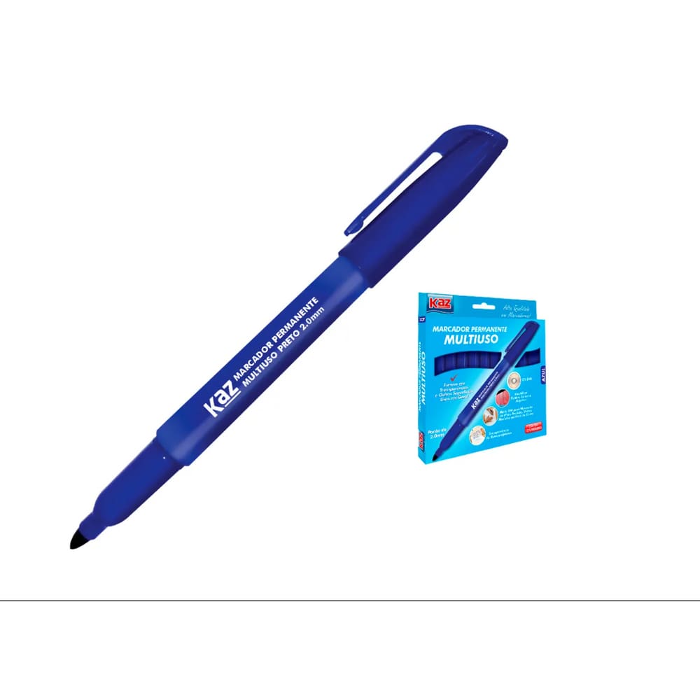 Pincel Marcador Permanente Azul 2.0mm Caixa com 12 - KAZ