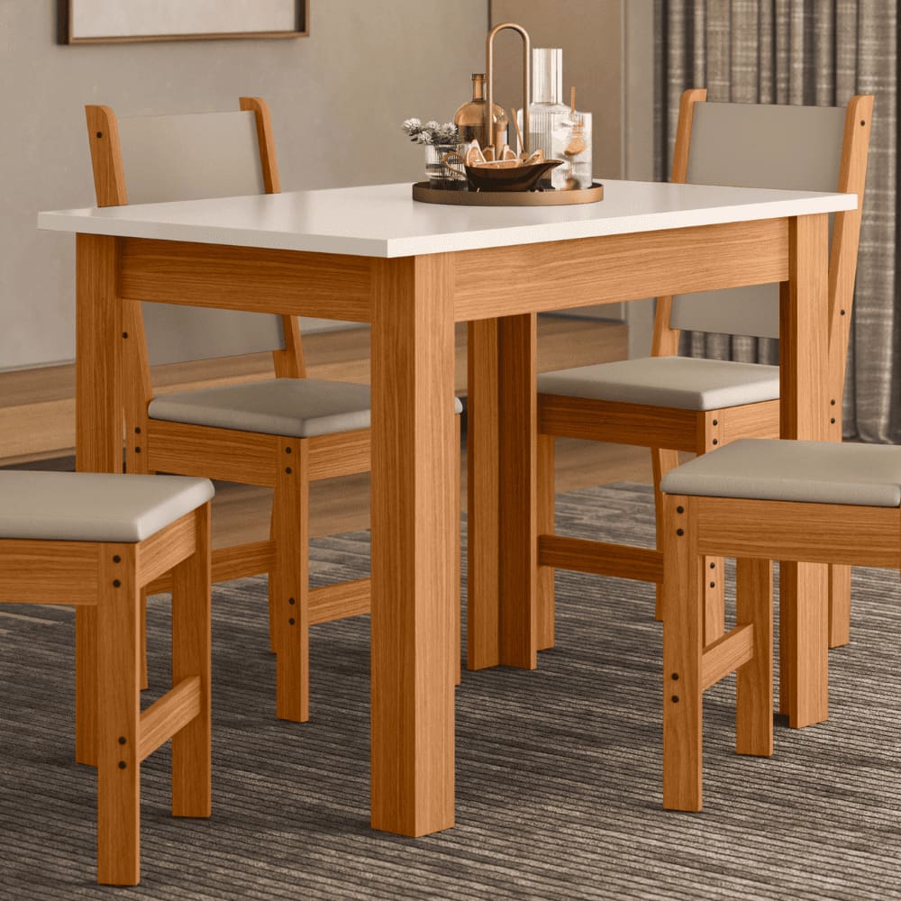 Mesa De Jantar Para Cozinha Compacta 108x68cm Até 4 Lugares Com Tampo Reforçado 18mm