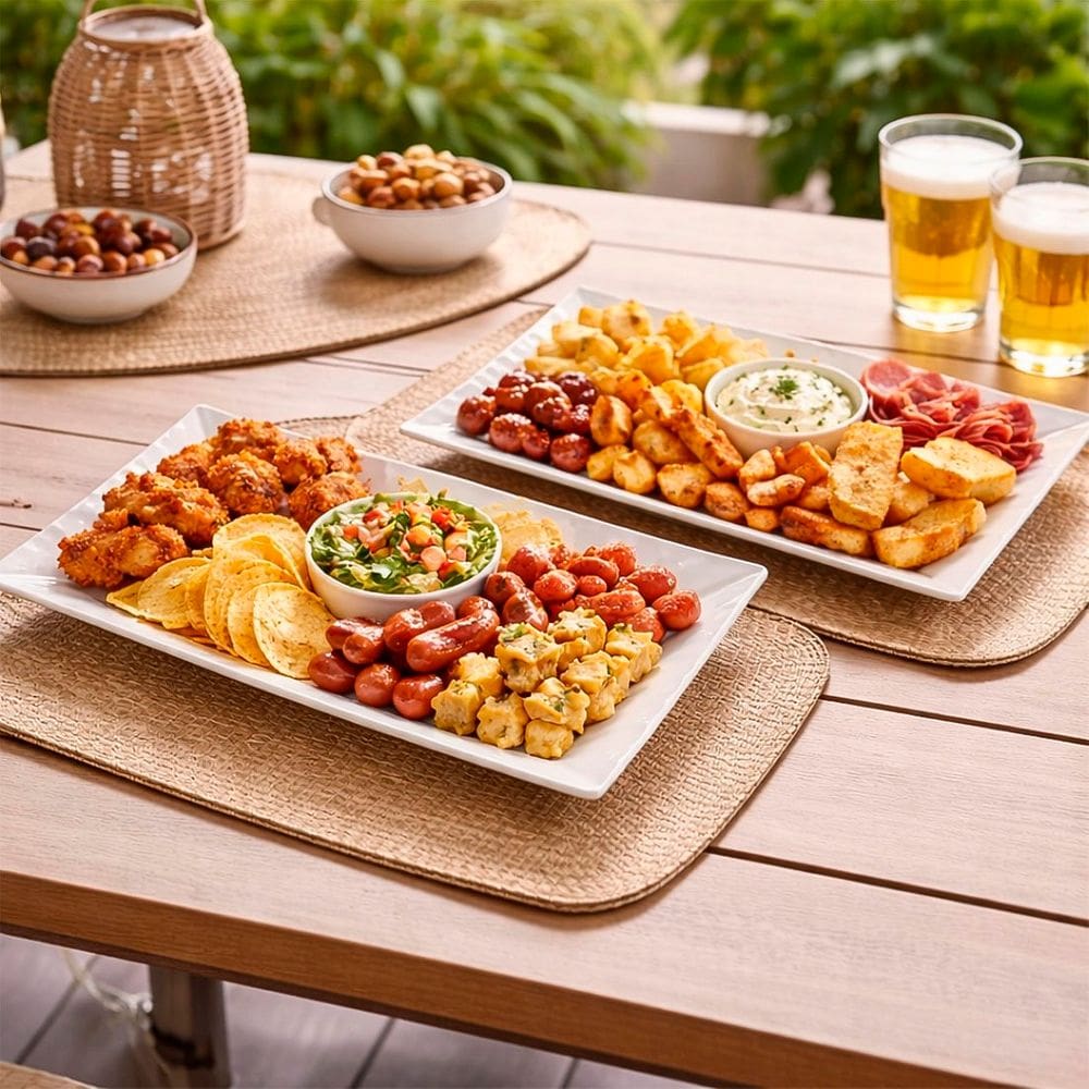 Travessas Retangular Petisqueiras Cerâmica 29x16cm Kit 2pçs