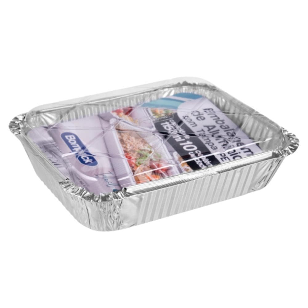 Forma De Alumínio Formita 10un Com Tampa Bandeja  1150 ml  Bompack Embrast