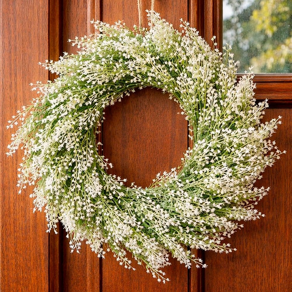 Guirlanda Branco Artificial Enfeite Parede Porta Flores 30cm