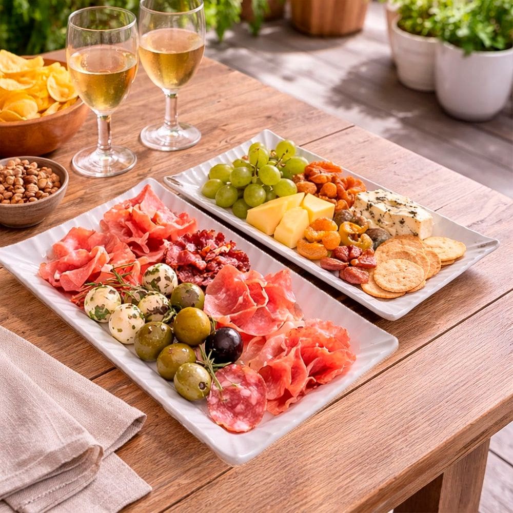 Jogo Travessas Petisqueiras Retangular Em Cerâmica Kit 2pçs